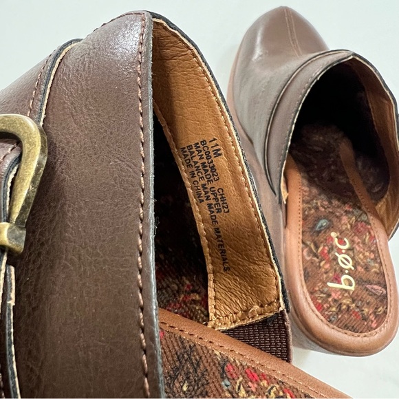 B.O.C Platform Chuncky Wedge Mule Medium Brown Buckle Clogs Slide Shoes Size 11 - Picture 10 of 16